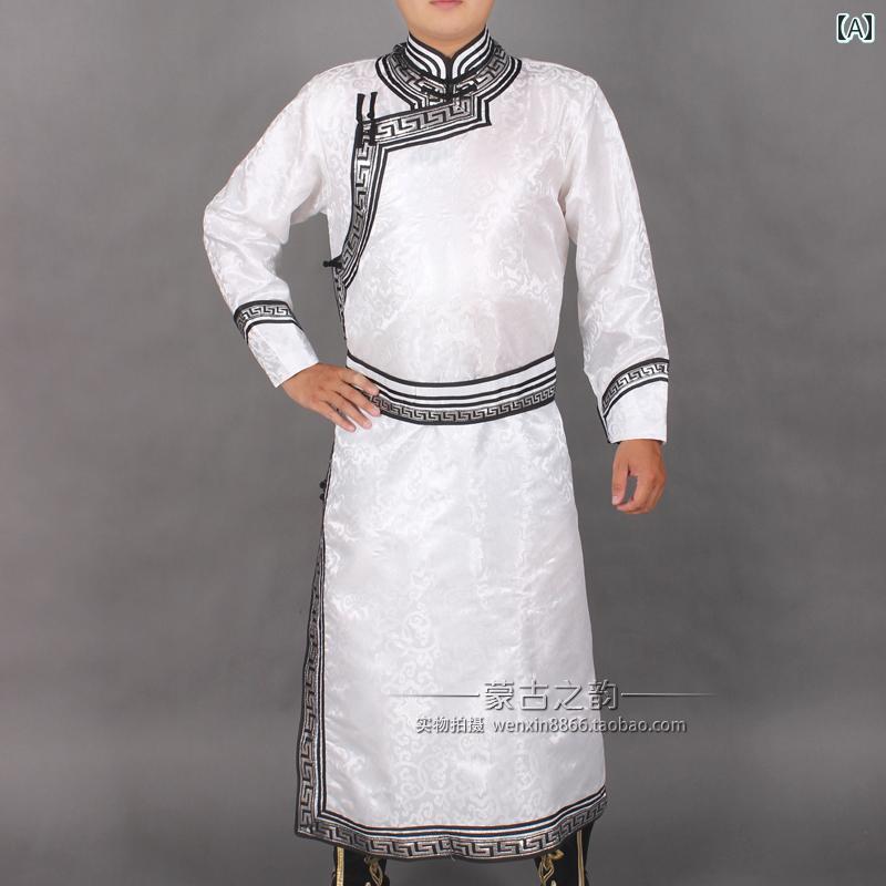 モンゴル ダンス パフォーマンス 服 メンズ モンゴルローブ 白 長袖 モンゴル 結婚式 服 日常服 帽子とブーツは別売りです