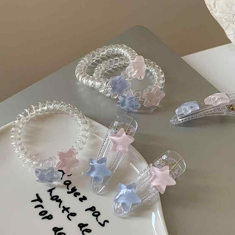 ヘアクリップ 髪留め ドーパミン かわいい 光沢 透明 スター レディース サイドヘア クリップ 帽子 アクセサリー ヘアアクセサリー