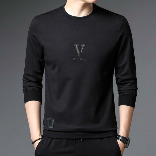 トップス 中年 綿 スウェットシャツ メンズ 長袖Tシャツ ゆったり 丸首 春秋 ファッション カジュアル プリント レイヤリングシャツ シンプル トップス 中年 綿 スウェットシャツ メンズ 長袖Tシャツ ゆったり 丸首 春秋 ファッション カジュアル プリント レイヤリングシャツ シンプル