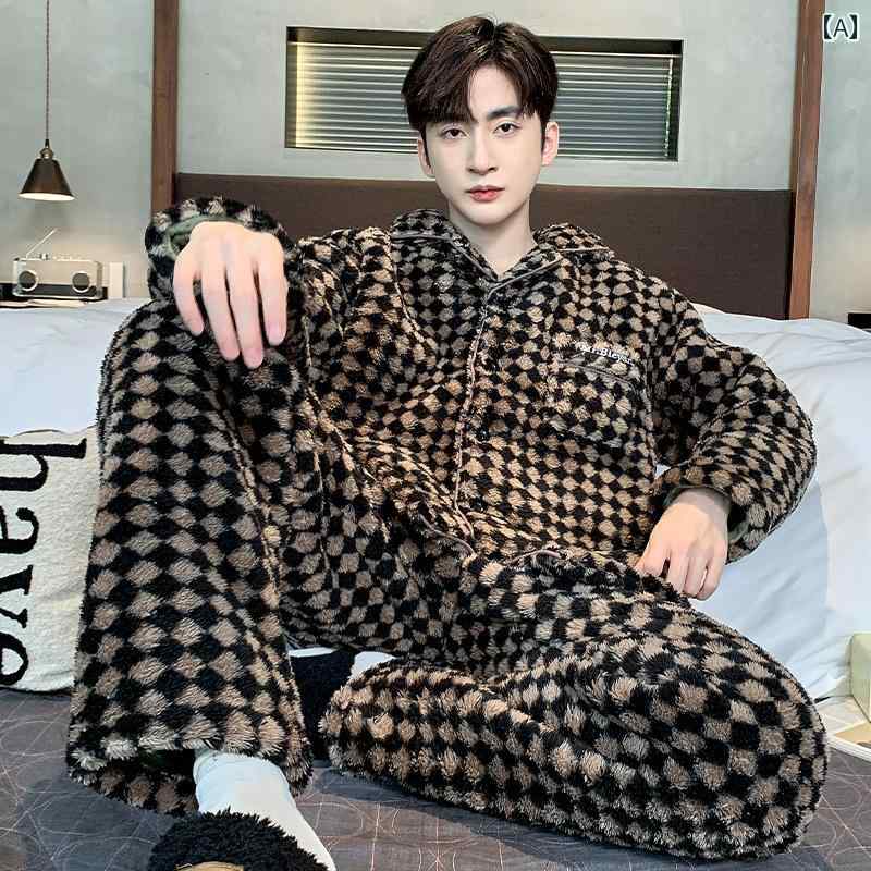 パジャマ 部屋着 ルームウェア メンズ 紳士服 ナイトウェア おしゃれ リラックス カジュアル セットアップ 上下セット 厚手 秋冬 大きいサイズ