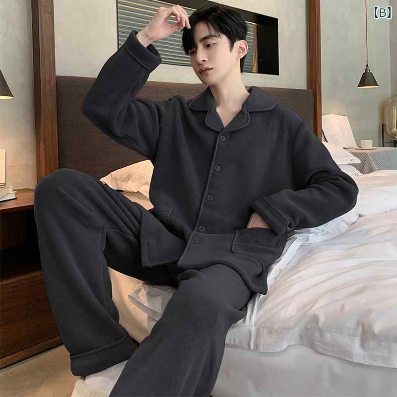 パジャマ 部屋着 ルームウェア メンズ 紳士服 ナイトウェア おしゃれ スタイリッシュ リラックス セットアップ 上下セット 厚手 秋冬 大きいサイズ ホーム
