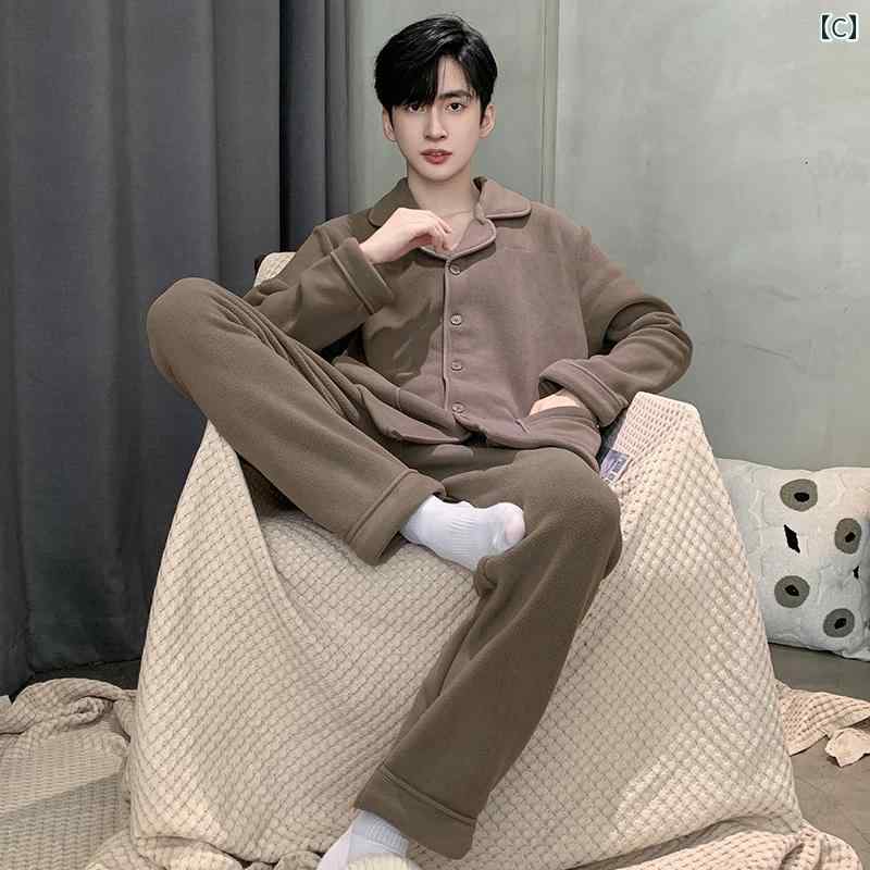 パジャマ 部屋着 ルームウェア メンズ 紳士服 ナイトウェア おしゃれ スタイリッシュ リラックス セットアップ 上下セット 厚手 秋冬 大きいサイズ ホーム