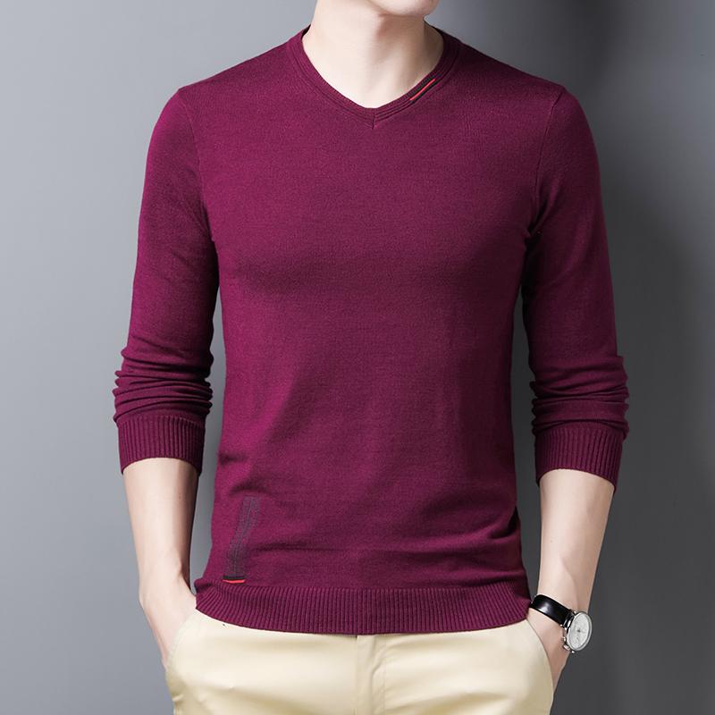 V-Neck - メンズ カラー ウール セーター 春秋 長袖 Vネック 薄手 ゆったり カジュアル シンプル おしゃれ トップス