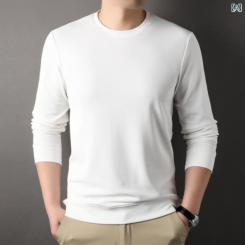 メンズ カジュアル 長袖トップス カットソー 日常着 無地 ラウンドネック インナー おしゃれ