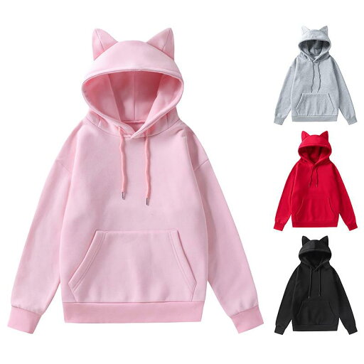 春秋 レディース メンズ パーカー スウェットシャツ フード付き ネコ耳 ユニセックス カジュアル スポーティー かわいい レジャー 休日 春秋 レディース メンズ パーカー スウェットシャツ フード付き ネコ耳 ユニセックス カジュアル スポーティー かわいい レジャー 休日