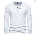 大きいサイズ メンズ Tシャツ 秋 長袖 ヘンリーカラー 無地 カジュアル シンプル リラックスウェア ルームウェア ナチュラル レジャー リゾート 休日