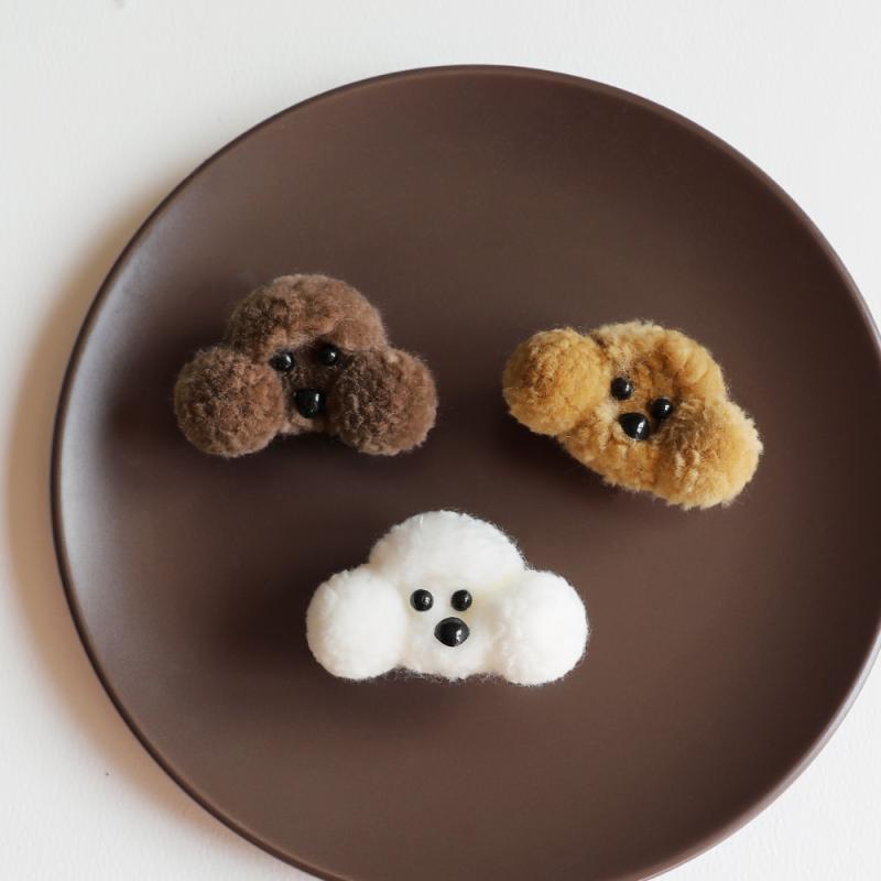 ブローチ レディース キッズ アクセサリー 犬 パピー ヘアピン ラバーゴム 3タイプ 布製 子犬 顔 バッ..