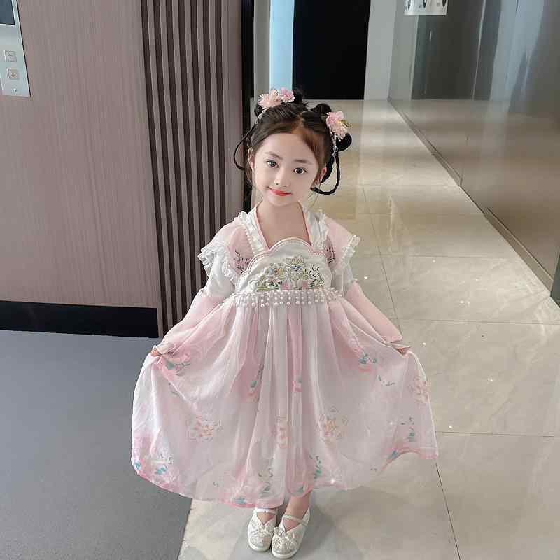 キッズ 子供服 女の子 漢服 春夏 衣装 チャイナ風 赤ちゃん用品 レトロ ドレス フェアリー スカート パ..