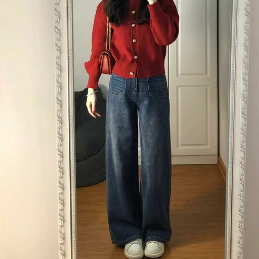 レディース ロングパンツ ストレートパンツ しわ防止 春秋 オールシーズン通用 ハイウエスト デニム生地 女性用 レディース ロングパンツ ストレートパンツ しわ防止 春秋 オールシーズン通用 ハイウエスト デニム生地 女性用
