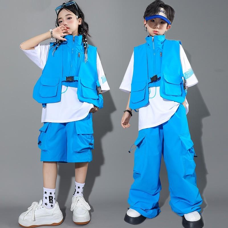 子供服 セットアップ ストリート ダンス 衣装 ステージ パフォーマンス 服 ヒップホップ ベスト 男の子..