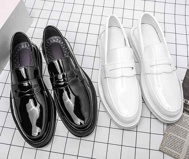 メンズ 紳士靴 革靴 ローファー スリッポン 黒 白 茶 パテントレザー 光沢 マット クロコダイル柄 ブロ..