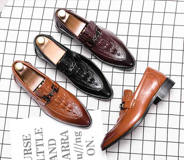 メンズ 紳士靴 革靴 高級感 ローファー レザー スリッポン 黒 キャメル 赤茶 クロコダイル柄 ホースビ..