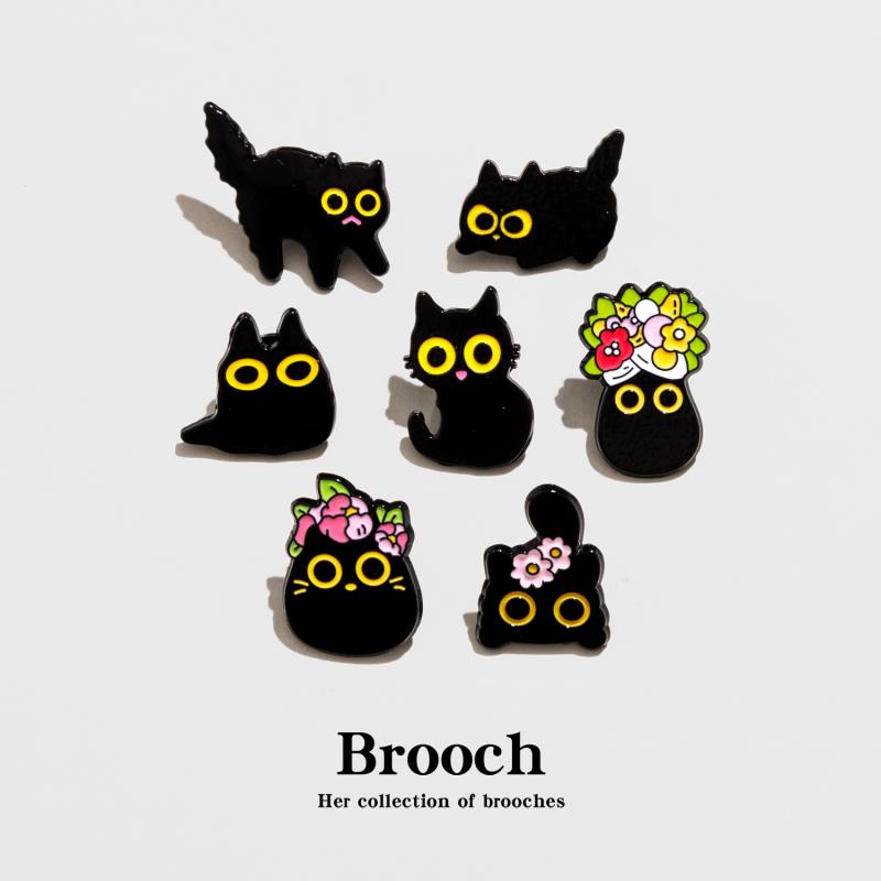 ブローチ 胸飾り 黒猫 かわいい メタル ピンバッジ アクセサリー ギフト 服 バッグ 装飾 ペンケース ペ..