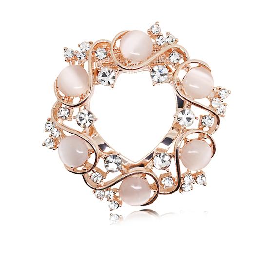 ブローチ 胸飾り 高級感 コサージュ 韓国 ラインストーン ホワイト カラー リング キャッツアイ ギフト..