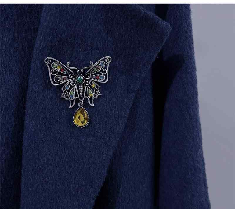 ブローチ 胸飾り レトロ 水滴 蝶 レディース コート チャイナ風 ファッション 昆虫モチーフ ラインストーン ピン 衣類 華やか エレガント パール 韓国