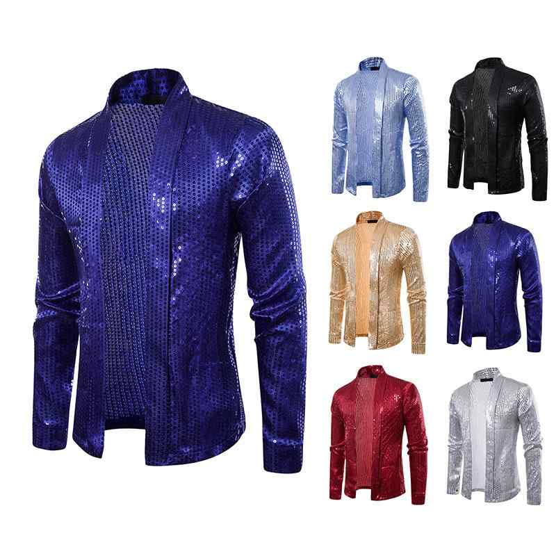 メンズ シャツ ジャケット スパンコールジャケット 長袖 ステージ衣装 パフォーマンス クラブ インスタ..