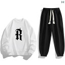 スウェット パンツ トレーナー 秋 メンズ プリント 2点セット アクティブ カジュアル ランニング ユニセックス 普段着 スポーティ アスレジャー