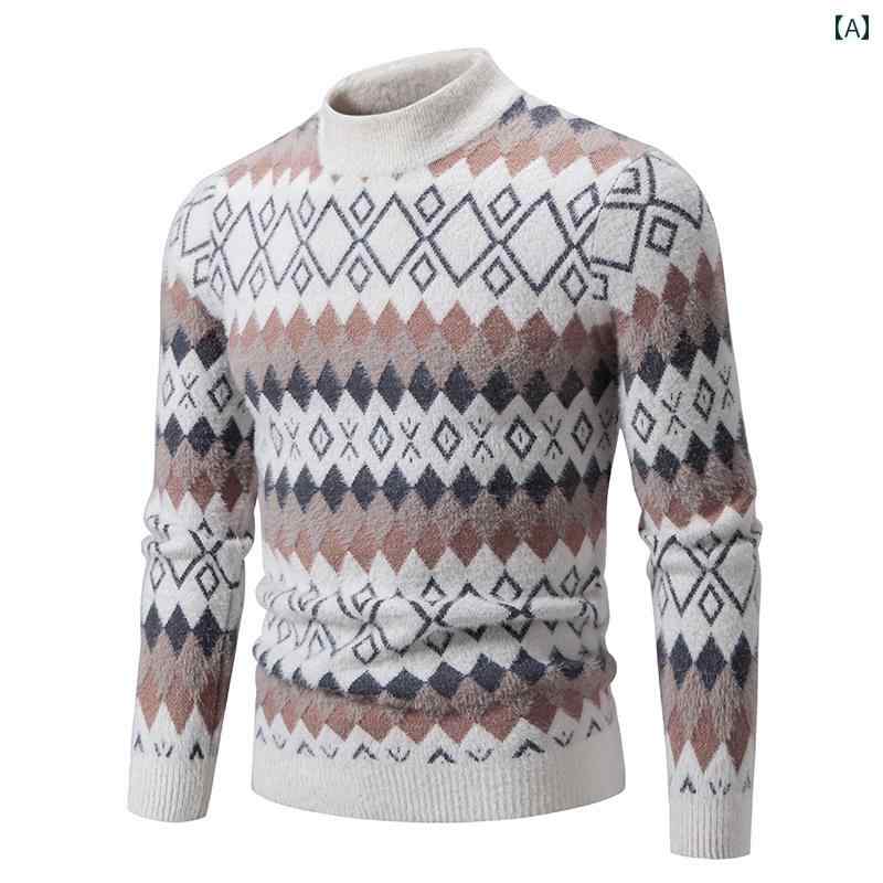 大きいサイズ 秋 チェック柄 メンズ セーター ファッション エレガント カジュアル モダン トレンディ ホワイト グレー 白 灰