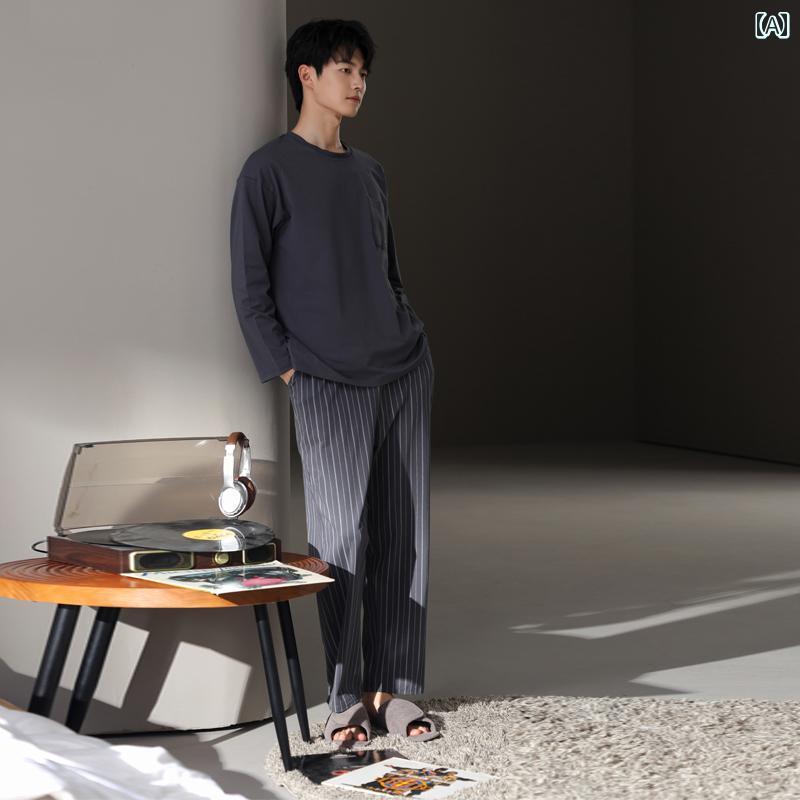 パジャマ 部屋着 ルームウェア メンズ 紳士服 ナイトウェア モダン シンプル カジュアル おしゃれ リラ..