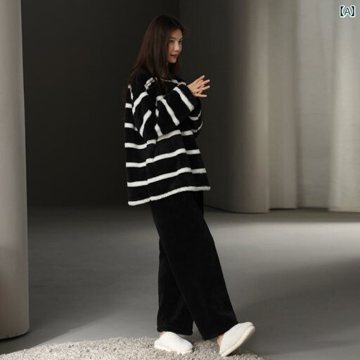 パジャマ 部屋着 レディース 婦人服 女性用 ルームウェア かわいい おしゃれ リラックス セットアップ 上下セット ボーダー 秋冬 暖かい モダン 厚手 パジャマ 部屋着 レディース 婦人服 女性用 ルームウェア かわいい おしゃれ リラックス セットアップ 上下セット ボーダー 秋冬 暖かい モダン 厚手
