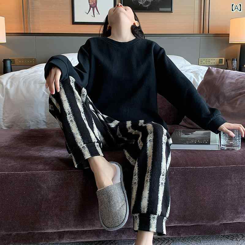 パジャマ 部屋着 ルームウェア レディース 婦人服 女性用 かわいい おしゃれ リラックス セットアップ 上下セット モダン スタイリッシュ 春秋冬