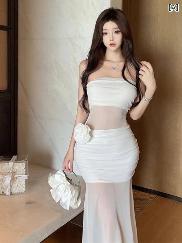 ワンピース リゾート レディース 大人 ビーチ バケーション ビーチ ドレス ホット ガール ワンショルダー チューブ トップ スリム ヒップライン フィット バックレス ドレス