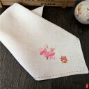 ハンカチ おしゃれ シンプル レディース 和風 刺繍 桜 コットン リネン スクエア カップル プレゼント メンズ レディース ステッチ ナチュラル