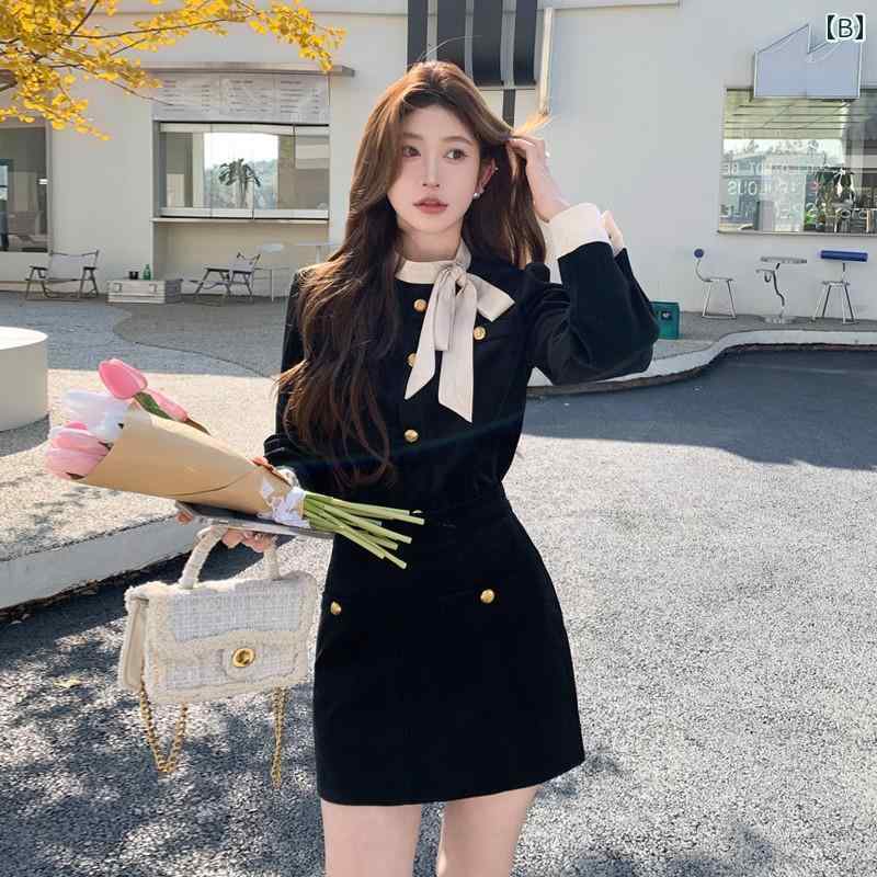 レディース ガール セットアップ 女性 ベルベット 暖かい ジャケット 春秋 ハイウエスト スカート ショート スカート ツーピース セット