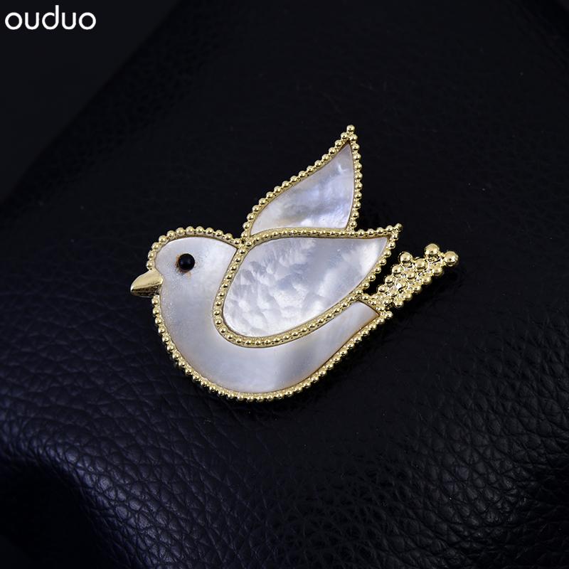 レディース ブローチ 入学式 セレモニー アクセサリー ハイエンド 貝殻 鳥 ブローチ シンプル 平和 鳩 ..