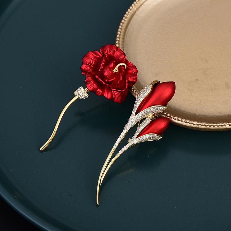 レディース ブローチ 入学式 セレモニー アクセサリー 赤い チューリップ ブローチ ハイエンド シンプル エレガント 花 コサージュ 中国風 ピン バックル