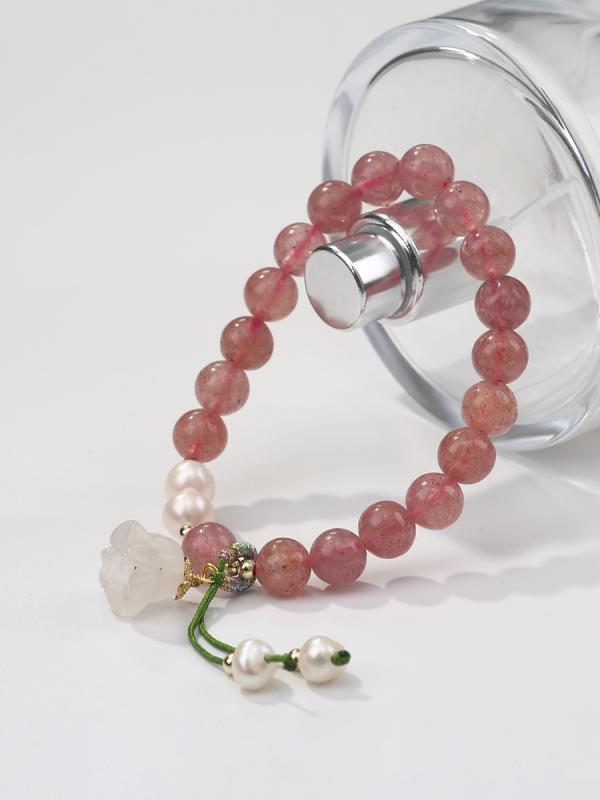 ブレスレット イチゴ クリスタル ピーチ 花粉 スイート パールブレスレット 親友 バレンタイン デー ギフト 精巧 夏 レディース ファッション アクセサリー...