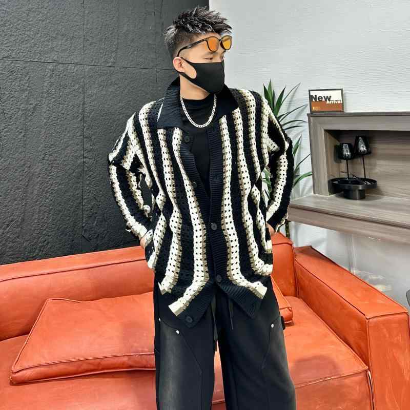 トップス ジャケット 上着 セーター ボトムス ズボン パンツ ロング メンズ おしゃれ 春秋 ニット カジュアル ストライプ 秋 長袖