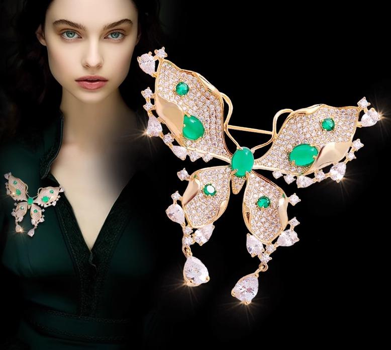 ブローチ おしゃれ ファッション バレー 蝶 グリーン コサージュ 入学式 卒業式 スーツ ジャケット コート ピン 社交家 カーディガン レディース