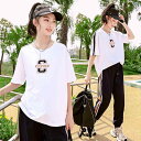 ガールズ セットアップ 2点セット トップス パンツ Tシャツ かわいい スポーティー カジュアル リラックス デイリールック アクティブウェア おしゃれ 中学...