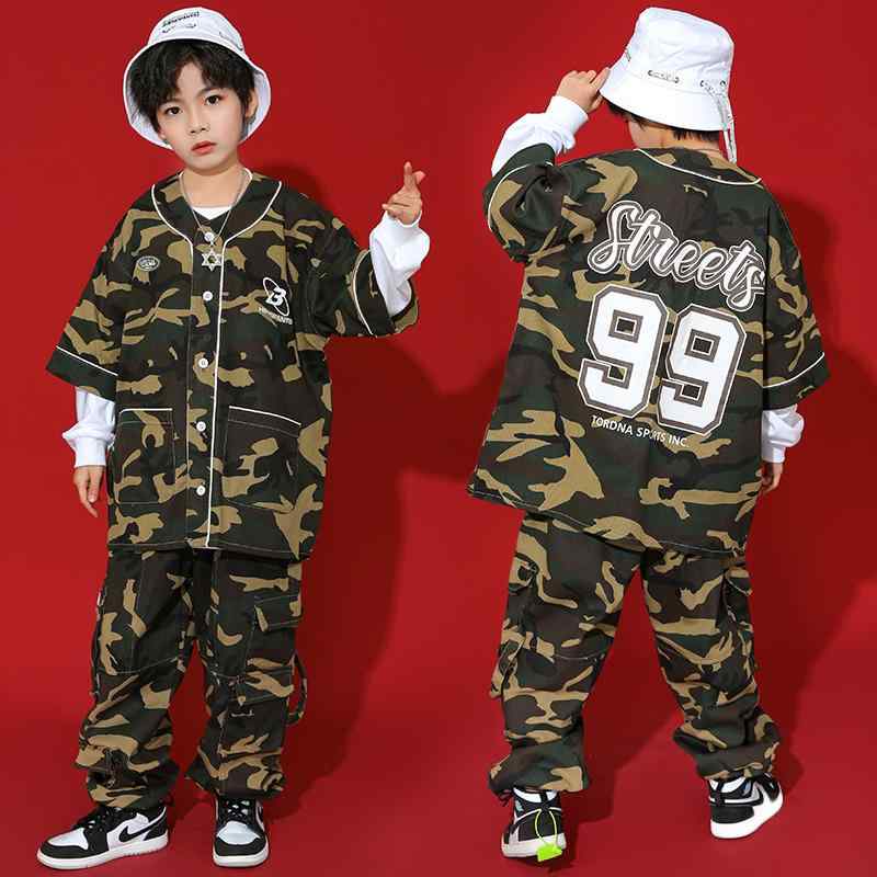 キッズ ストリート ファッション セットアップ 子供服 ヒップ ホップ クール ダンス パフォーマンス カジュアル 衣装 ユニセックス