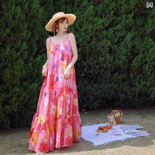 ワンピース レディース 大人 海辺 リゾート ロマンチック 花柄 サスペンダー ドレス 夏 プリント ビーチ ドーパミン ロング スカート ワンピース レディース 大人 海辺 リゾート ロマンチック 花柄 サスペンダー ドレス 夏 プリント ビーチ ドーパミン ロング スカート