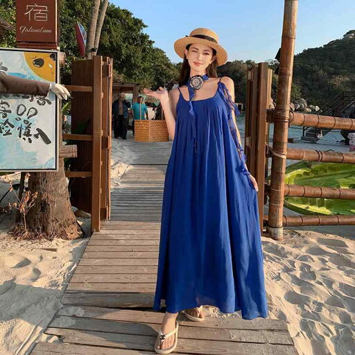 ワンピース レディース 大人 リゾート 海辺 ビーチ ドレス サスペンダー ドレス クラインブルー ロング ドレス タイ 旅行 夏 ワンピース レディース 大人 リゾート 海辺 ビーチ ドレス サスペンダー ドレス クラインブルー ロング ドレス タイ 旅行 夏