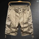 ハーフパンツ カーゴ ショートパンツ 短パン 膝丈 ウエストゴム ポケット大 作業服 ワークウェア セットアップ 綿 夏 メンズ シンプル カジュアル アウトド...