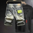 ハーフパンツ デニム ショートパンツ 短パン 五分丈 古着感 大きいサイズ ウォッシュ加工 ストレッチ セットアップ 夏 カジュアル アメリカン ヴィンテージ