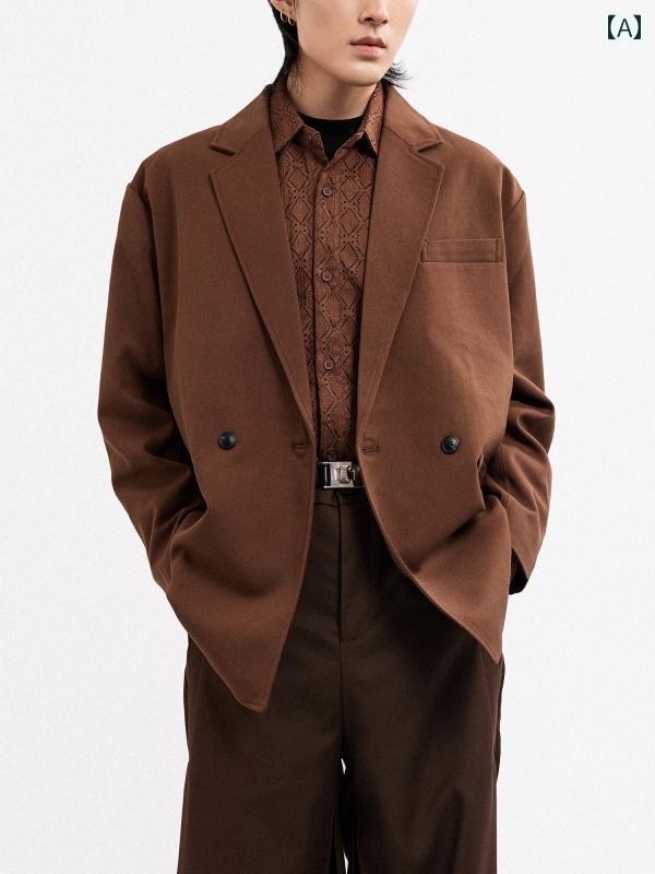 ジャケット 上着 トップス おしゃれ ファッション メンズ カジュアル レトロ ハイエンド シンプル ビジネス 秋 スタイリッシュ エレガント モード オーバーサイズ