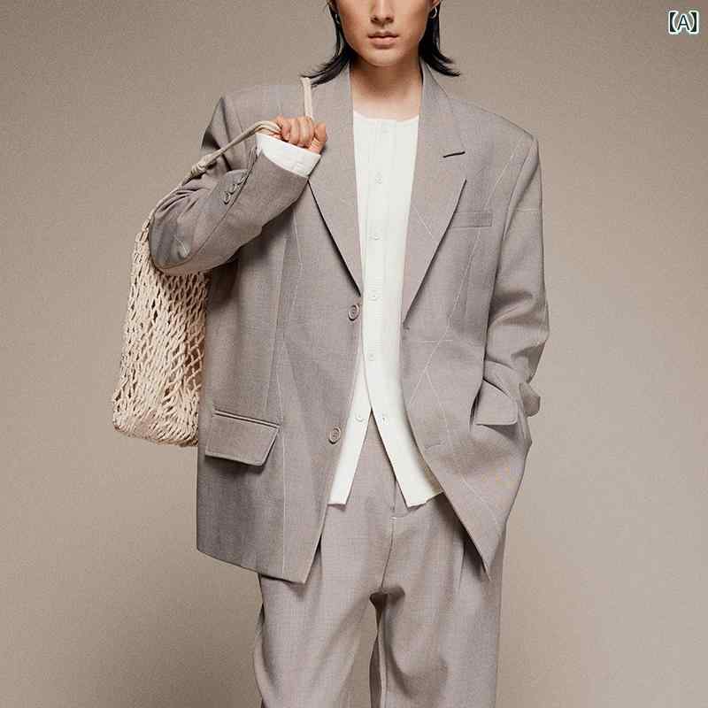 ジャケット トップス メンズ おしゃれ ファッション ハイエンド 韓国 カジュアル ビジネス デイリー スタイリッシュ シンプル グレー エレガント モード