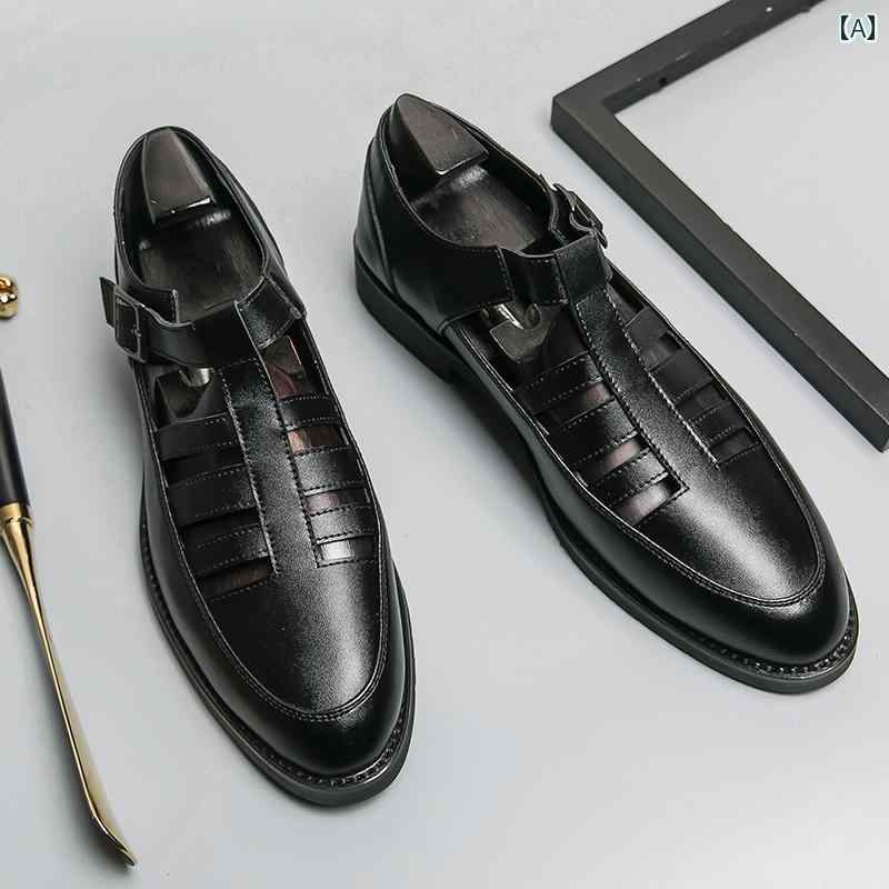 サンダル 夏 革靴 英国 メンズ カジュアル 通気性 滑り止め ビジネス ファッション アウトドア エレガント ブラック ホワイト 黒 白