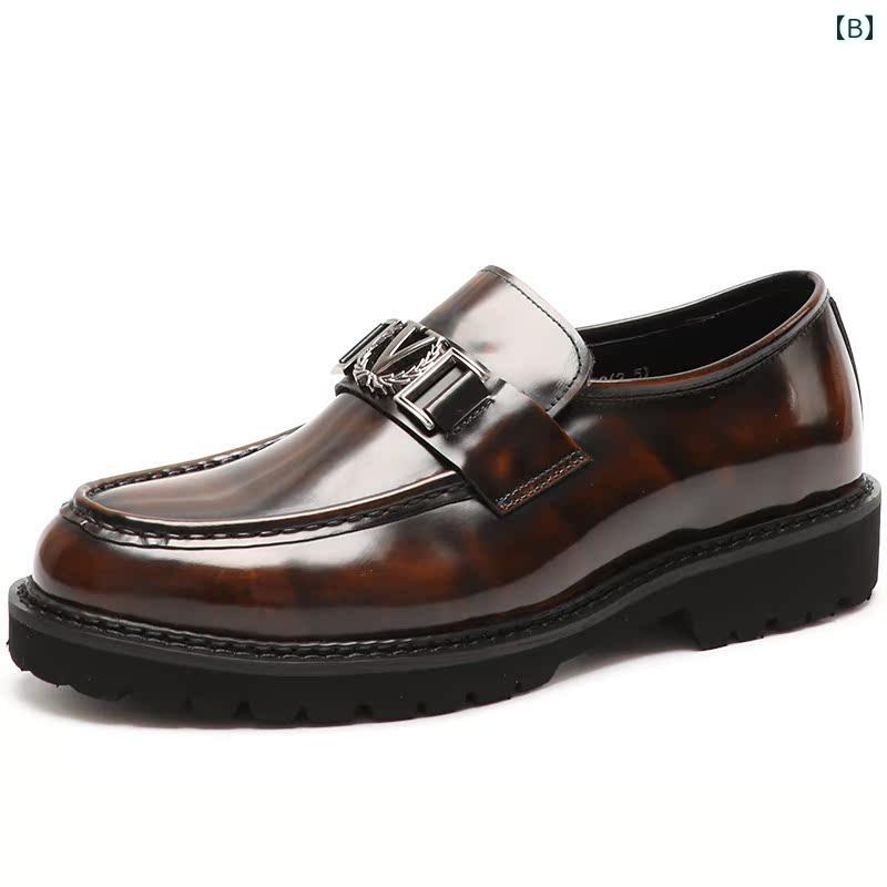 紳士靴 ローファー メンズ 光沢 ビジネス カジュアル 革靴 スリッポン ラウンドトゥ 厚底 フォーマル モダン おしゃれ 通勤 面接