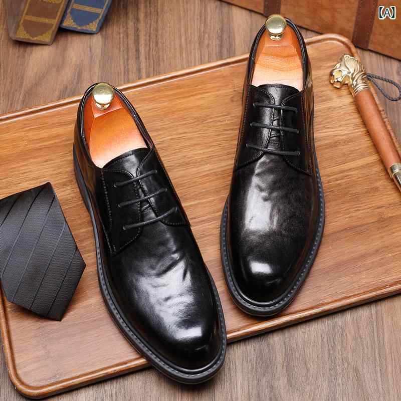 紳士靴 牛革 メンズ 厚底 ビジネス カジュアル 革靴 革 ソフトソール ソフトレザー 丸み ラウンドトゥ レースアップ