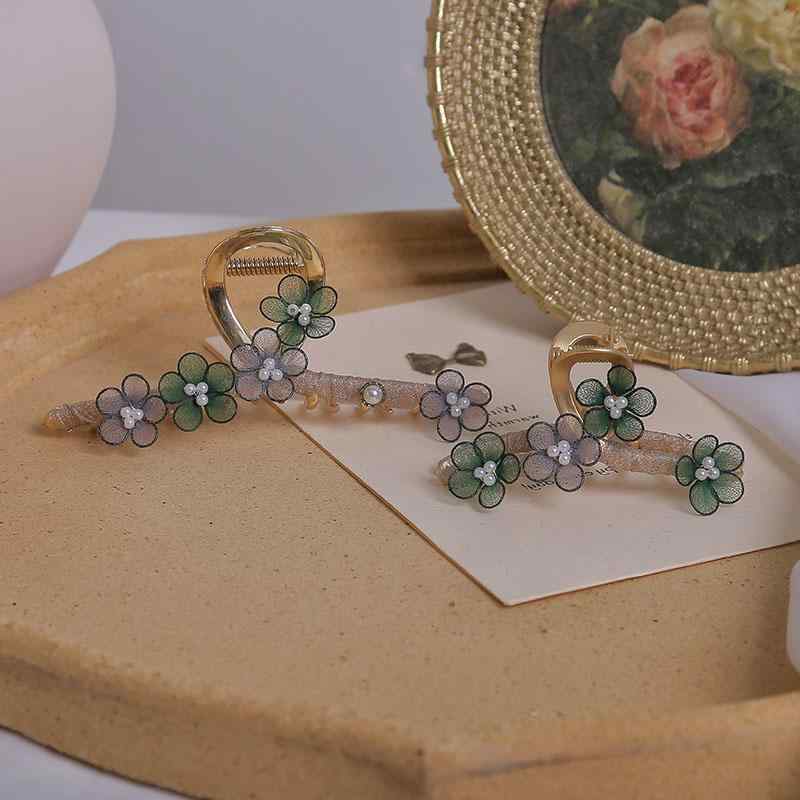 レディース 髪留め クリップ バンスクリップ ピン 花 フラワー レトロ グラバー おしゃれ かわいい 華やか フェミニン エレガント 大人っぽい パーティー ...