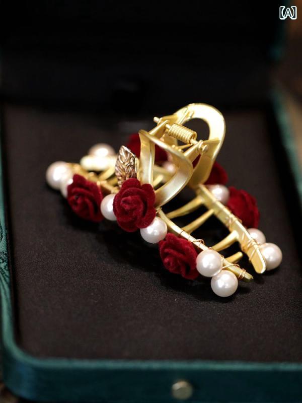 レディース 髪留め クリップ バンスクリップ ピン リボン バラ 花 フラワー 小さめ かわいい 上品 お祝い パーティー おしゃれ 大人っぽい セクシー アク...