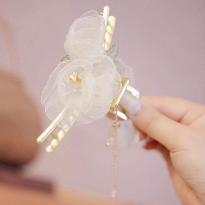 レディース 髪留め クリップ バンスクリップ ピン おしゃれ 花 フラワー 夏 レース かわいい 大人っぽい 上品 エレガント 華やか パーティー デイリー カ...