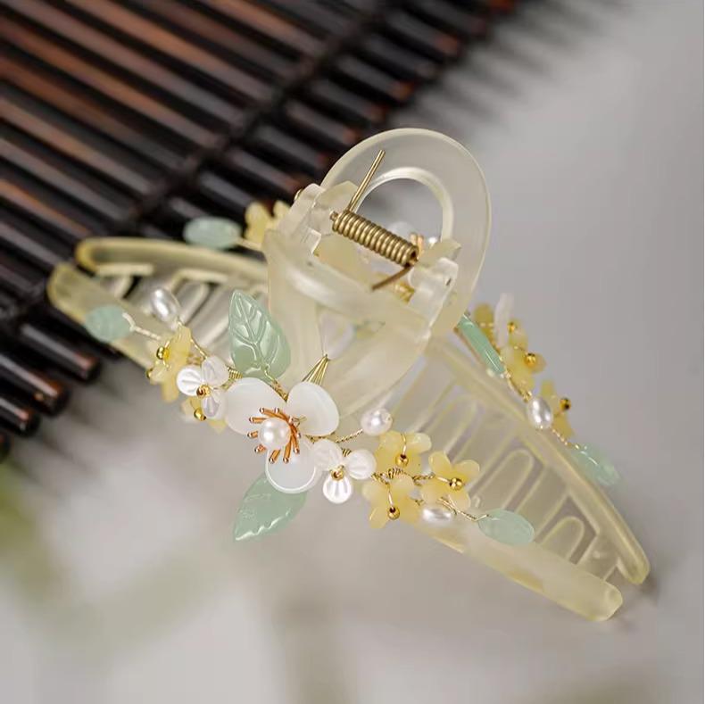 レディース 髪留め クリップ バンスクリップ 飾り アクセサリー レトロ シンプル 花 フラワー 上品 かわいい 華やか フェミニン おしゃれ ファッション パ...