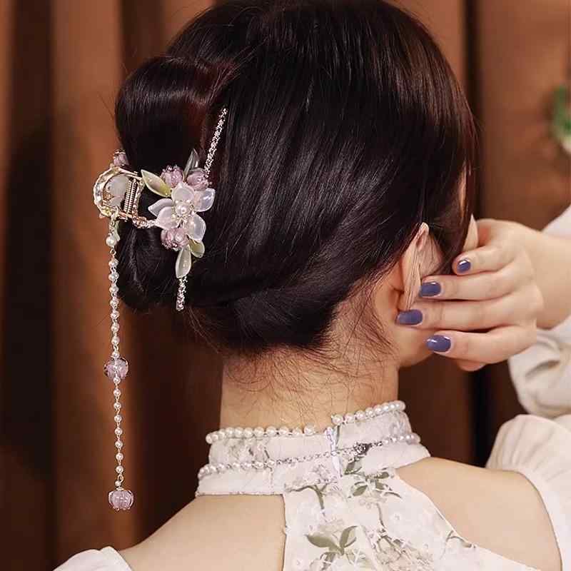 レディース クリップ バンスクリップ ピン アクセサリー 大きめ フェアリー 高級感 上品 合金 おしゃれ エレガント フェミニン かわいい 大人っぽい 花 フ...