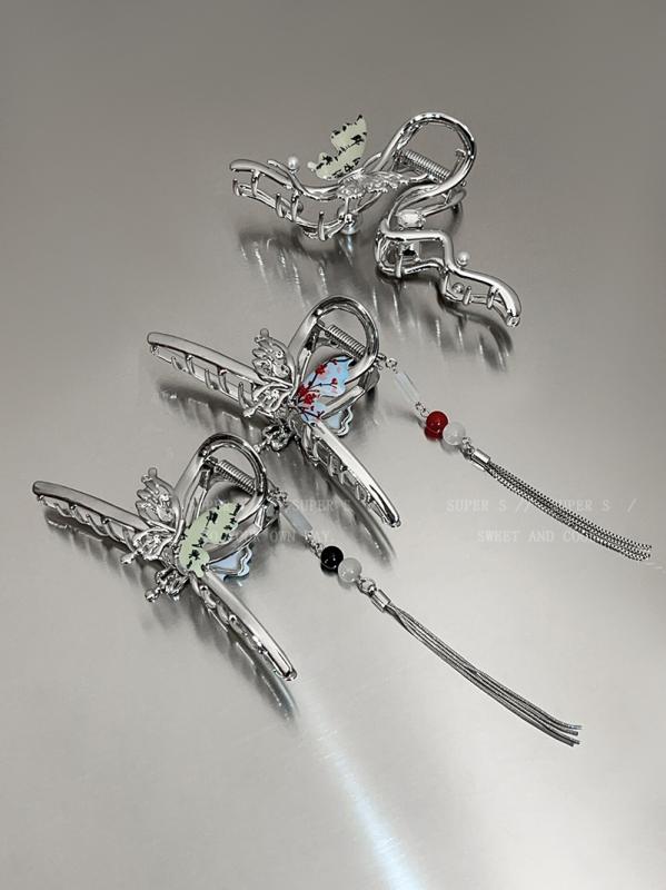 レディース クリップ バンスクリップ 髪留め ピン アクセサリー チャイナ風 おしゃれ 上品 エレガント バタフライ 蝶 高級感 ファッション 大人っぽい ギフ...